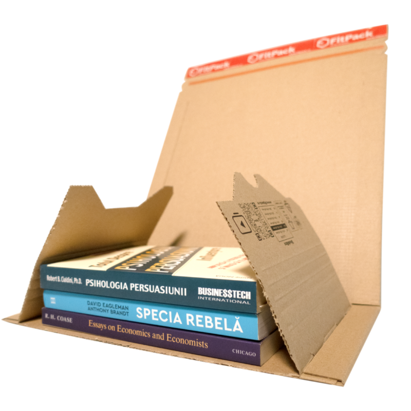 Cutie Carton Cărți BookBox, 302x215x80mm, Autoadeziv, Bandă Desigilare, Natur