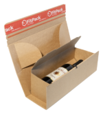 Cutie Carton Pentru 1 Sticlă Vin WineBox, 75x75x305mm, Autoadeziv, Bandă Desigilare, Natur