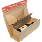 Cutie Carton Pentru 1 Sticlă Vin WineBox, 75x75x305mm, Autoadeziv, Bandă Desigilare, Natur