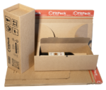 Cutie Carton Pentru 1 Sticlă Vin WineBox, 75x75x305mm, Autoadeziv, Bandă Desigilare, Natur