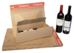 Cutie Carton Pentru 1 Sticlă Vin WineBox, 75x75x305mm, Autoadeziv, Bandă Desigilare, Natur