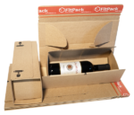 Cutie Carton Pentru 1 Sticlă Vin WineBox, 75x75x305mm, Autoadeziv, Bandă Desigilare, Natur