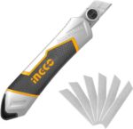 Cutter din Aluminiu, Maner Ergonomic Cauciucat, 6 Lame Snap-off 18x100mm, SK5