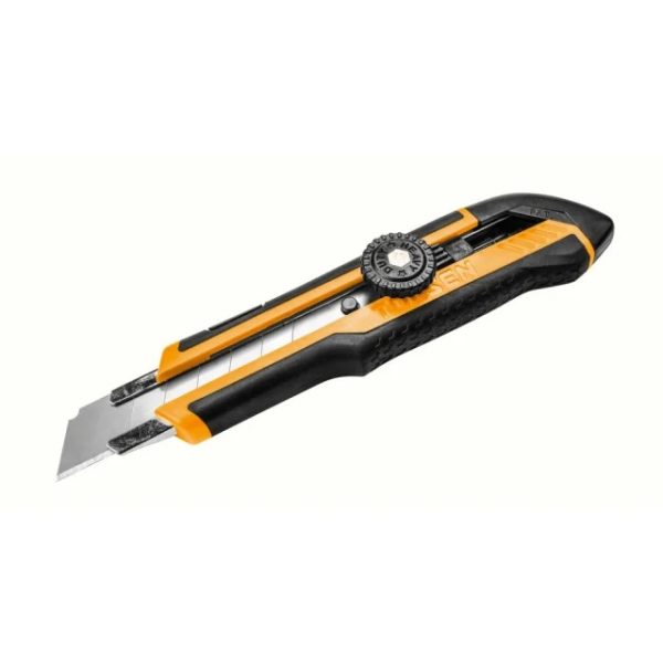 Cutter din TCT, Mâner Cauciucat, Buton Rotund, 3 Lame Snap-off 18x100mm, SK5